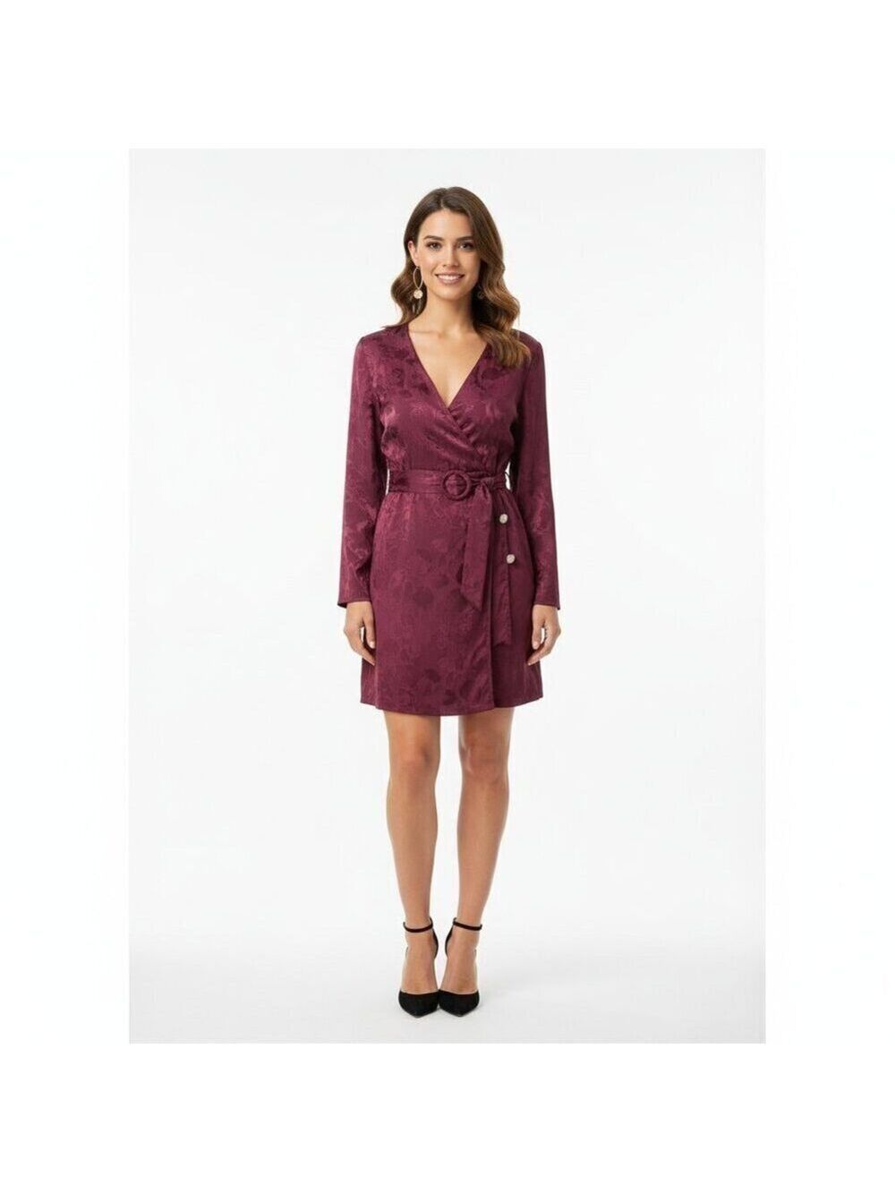 *Zara Women's Long Sleeve Burgundy Dress – Size L (NWT)